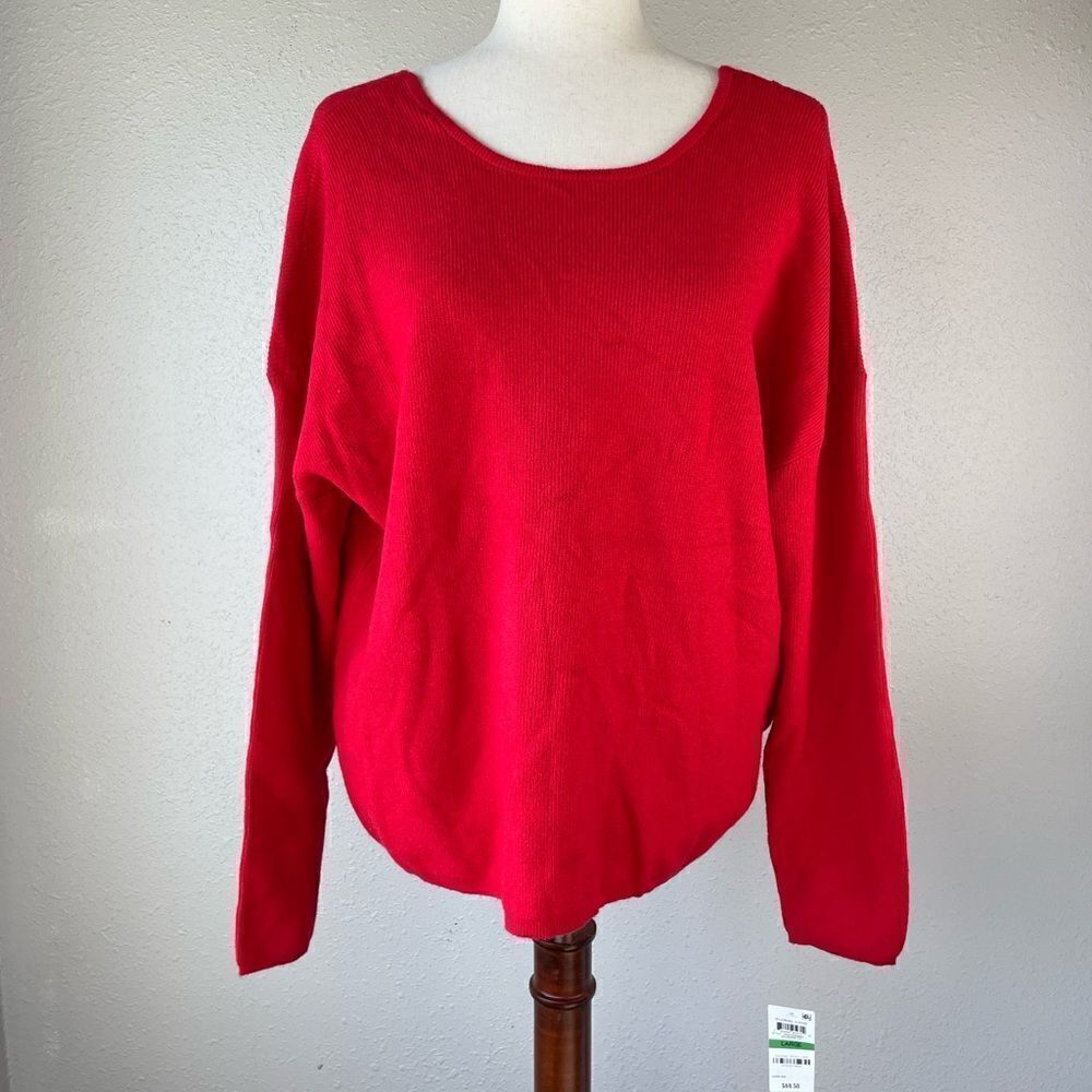 NWT Maison Jules Red Sweater Top Size L